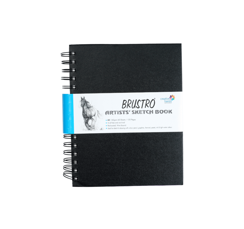 BRUSTRO Artists ’ FINEART Graphite Pencil Set of 12 (10B-2H), with Wiro Bound A5 Size Artists Sketch Book, 120 Pages, 160 GSM - Image 2