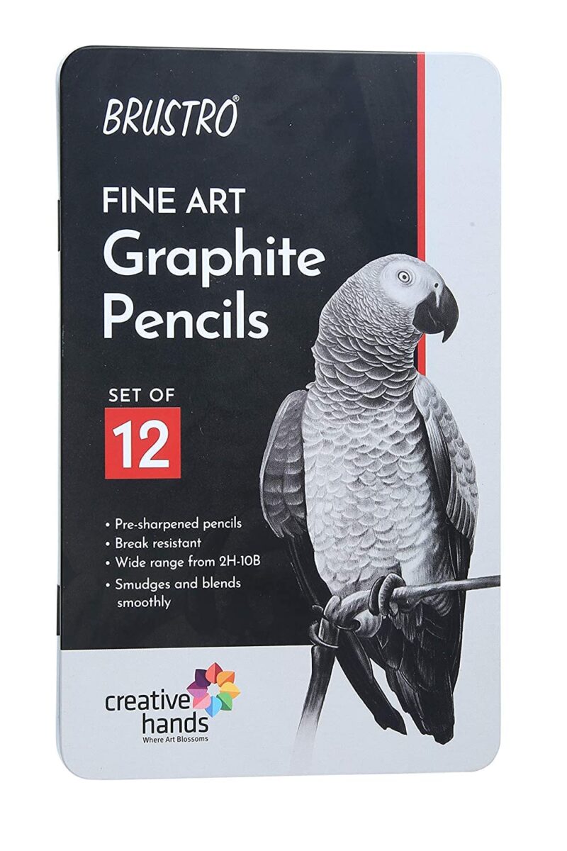 Brustro Wiro Bound A5 Size Artists Sketch Book, 120 Pages, 160 GSM and BRUSTRO Artists ’ FINEART Graphite Pencil Set of 12 (10B-2H)