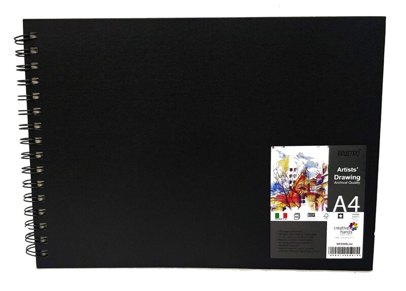 Brustro Artists Sketch Book Wiro Bound A4 Size, Landscape, 116 Pages, 160 GSM (Acid Free) - Image 4