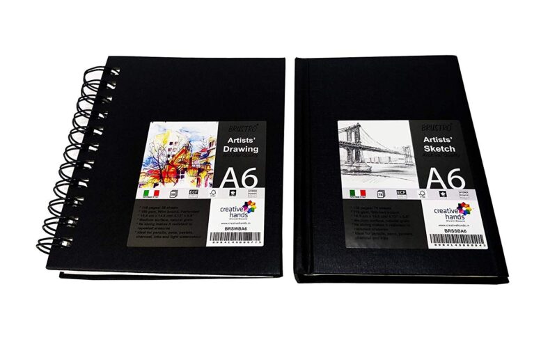 Brustro Artists Sketch Book A6 (Small) Size Stitched Bound 156 Pages 90 GSM, and Sketchbook A6 (Small) Size WIRO Bound, 116 Pages, 160 GSM (Acid Free) - Image 4
