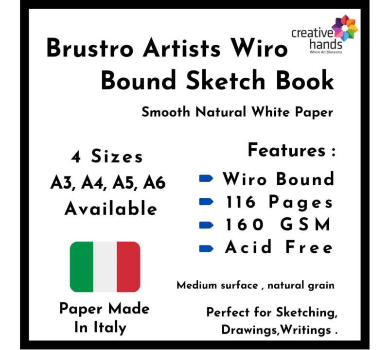 Brustro Artists Sketch Book A6 (Small) Size Stitched Bound 156 Pages 90 GSM, and Sketchbook A6 (Small) Size WIRO Bound, 116 Pages, 160 GSM (Acid Free) - Image 2