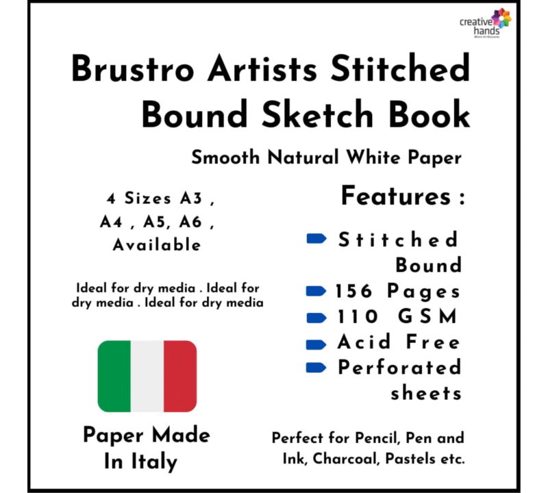 Brustro Artists Sketch Book A6 (Small) Size Stitched Bound 156 Pages 90 GSM, and Sketchbook A6 (Small) Size WIRO Bound, 116 Pages, 160 GSM (Acid Free) - Image 3