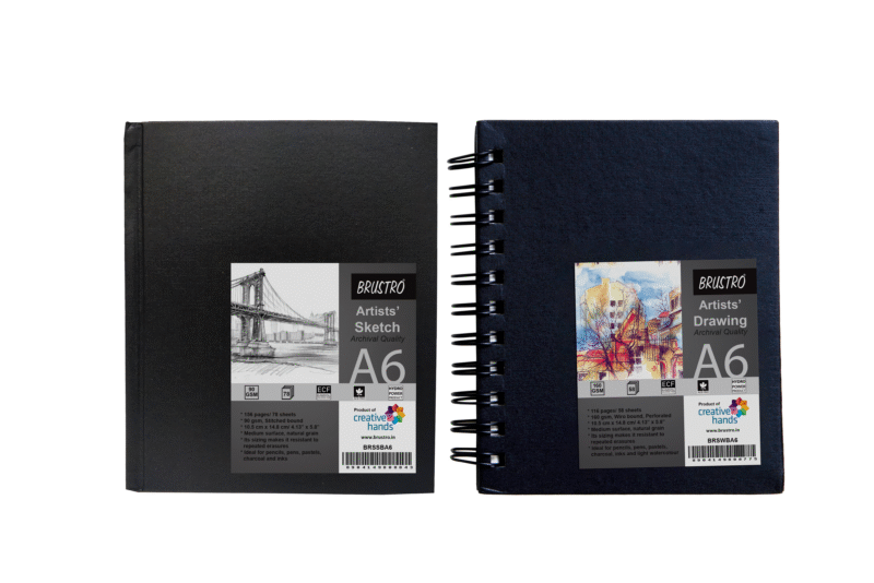 Brustro Artists Sketch Book A6 Size Stitched Bound 156 Pages 90 GSM, and Sketchbook A6 Size WIRO Bound, 116 Pages, 160 GSM (Acid Free) - Image 2