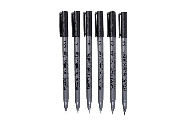 BRUSTRO Technical Pen Assorted Set of 6 with Artist Sketch Book 110 GSM A5 Wiro Journal (156 Pages) - Image 7