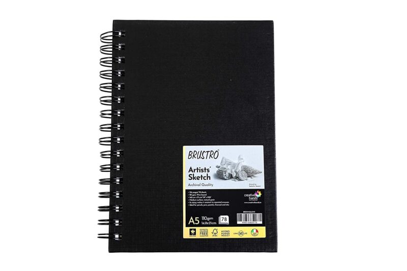 BRUSTRO Technical Pen Assorted Pack of 9 with Artist Sketch Book 110 GSM A5 Wiro Journal (156 Pages) - Image 2