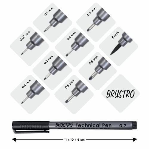 Brustro Technical Pen Black 0.2MM (Pack of 6) - Image 3