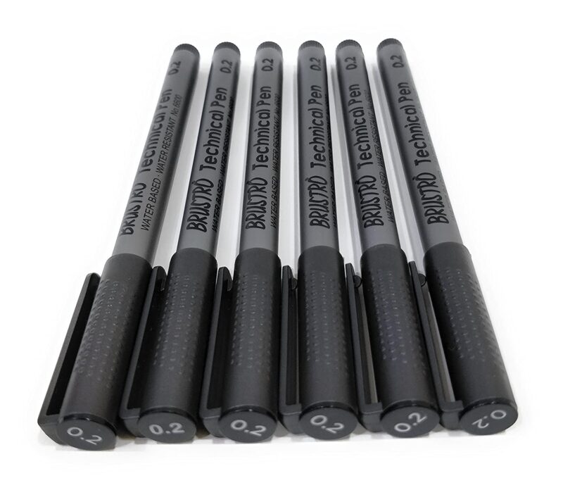 Brustro Technical Pen Black 0.2MM (Pack of 6) - Image 4