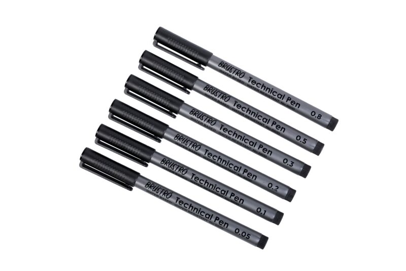BRUSTRO Technical Pen Fineliner Set|Black| Set of 6| Tip Size- 0.05mmI0.1mmI0.2mm|0.3mmI0.5mmI0.8mm|Ideal for Students,Adults|Doodle,Mandala,Fineart,Outline,Waterproof,Architecture,Technical Drawing - Image 6