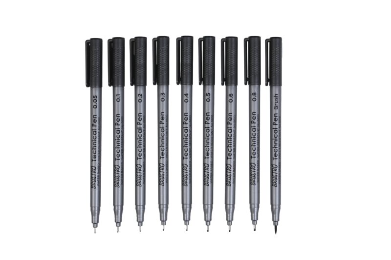 BRUSTRO Technical Pen Fineliner Set| Black| Tip Size- 0.05|0.1|0.2|0.3|0.4|0.5|0.6|0.8 mm| & Brush - Set of 9 | Ideal for Doodle,Mandala,Fineart,Architecture,Technical Drawing,Illustrations,Waterproof - Image 5