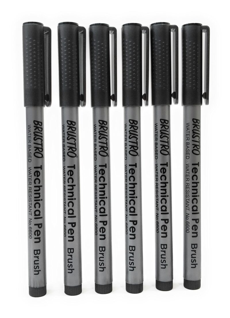 Brustro Technical Pen Black Brush (Pack of 6) - Image 2
