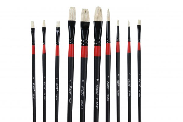 BRUSTRO Artists White Bristle Set of 10 Brushes for Oil and Acrylic - Image 8