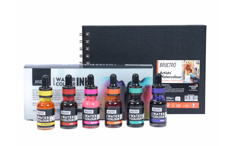 Brustro Watercolour Ink Set B of 6 x 15ml (6 Shades with Free Watercolour A5 Wiro Journal Worth Rs 399) - Image 8