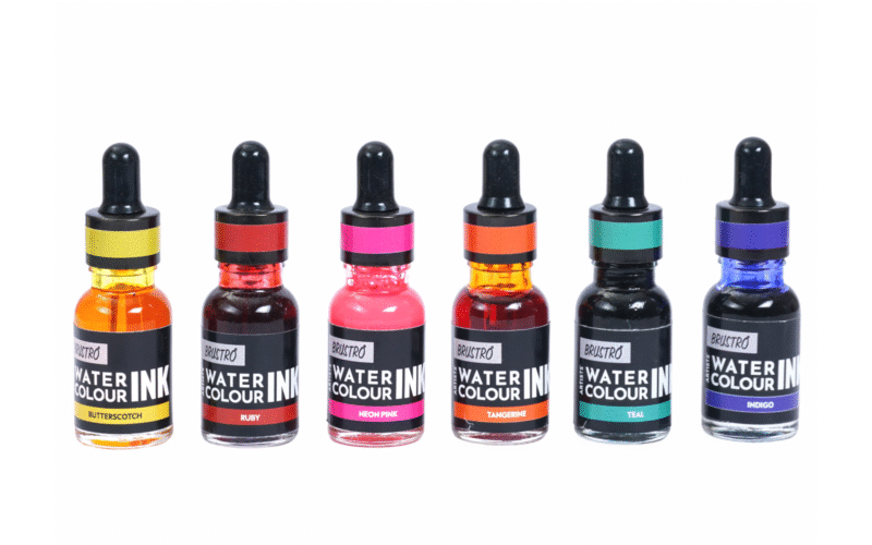 Brustro Watercolour Ink Set B of 6 x 15ml (6 Shades with Free Watercolour A5 Wiro Journal Worth Rs 399) - Image 4
