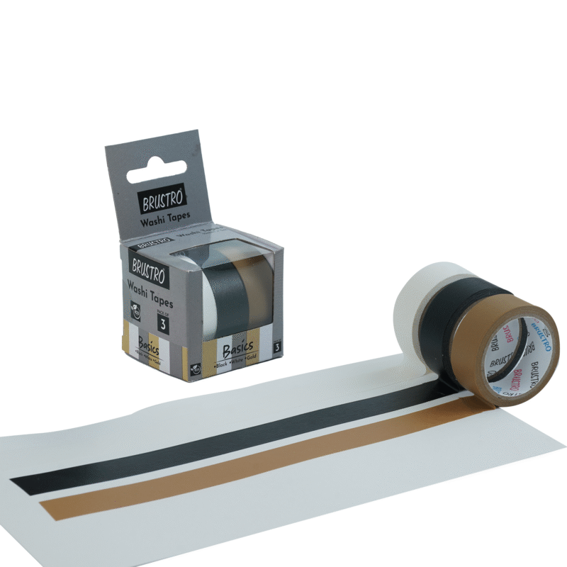 BRUSTRO Washi Tapes Basics Shade, 15 mm x 5 mtrs (set of 3) - Image 6