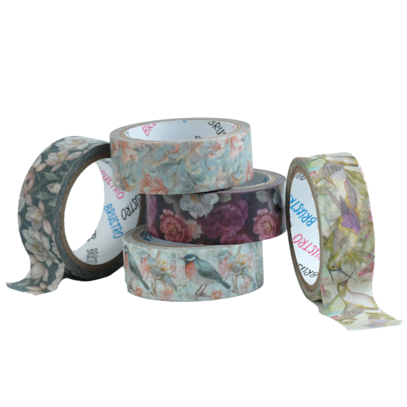 BRUSTRO Washi Masking Tapes |Flora and Fauna Shade|15 mm x 5 mtrs (Set of 5)| Low Tack Adhesive, Ideal For Scrapbooking, Watercolor, Planners, Card/Gift Wrapping, DIY Decor and Craft Supplies - Image 2