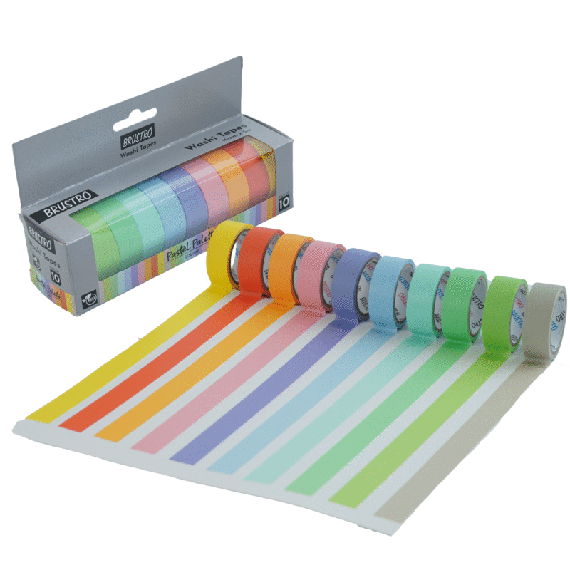 BRUSTRO Washi Tapes Pastel Palette Solids Shade, 15 mm X 5 mtrs (set of 10) - Image 4