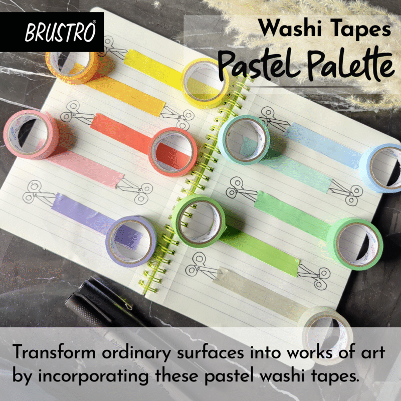 BRUSTRO Washi Tapes Pastel Palette Solids Shade, 15 mm X 5 mtrs (set of 10) - Image 6