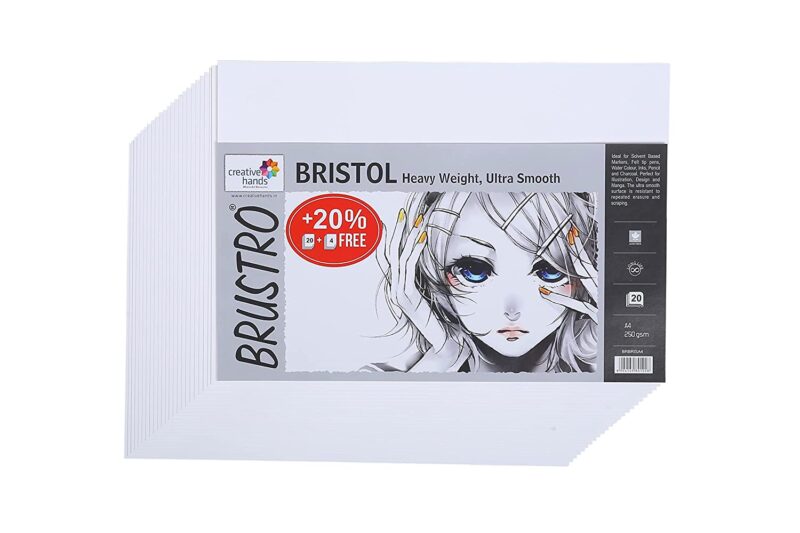 BRUSTRO Technical Pens Fineliner Set|Black| Set of 9|Ideal for Students,Adults|Doodle,Mandala,Fineart,Outline,Waterproof,Architecture,Technical Drawingwith Bristol Ultra Smooth A4 Size ( 20 +4 Sheets ) - Image 2
