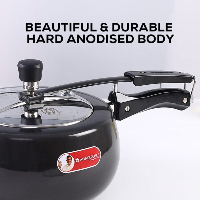 Taurus Hard Anodized 5L Inner Lid Pressure Cooker, SS Lid, Cool Touch Handles for Durability,  Induction Friendly, Black, 5 year warranty, ISI Certified - Image 2