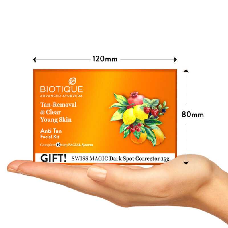 Biotique Anti Tan Facial Kit For Tan-Removal & Clear Young Skin - (5*10 gms + 15 gms) - Image 2