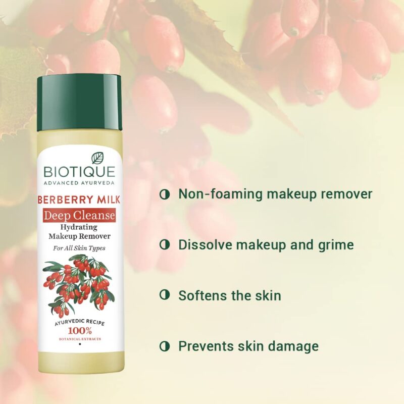 Biotique Berberry Milk Deep Cleanse Hydrating Makeup Remover - 120 ml - Image 4