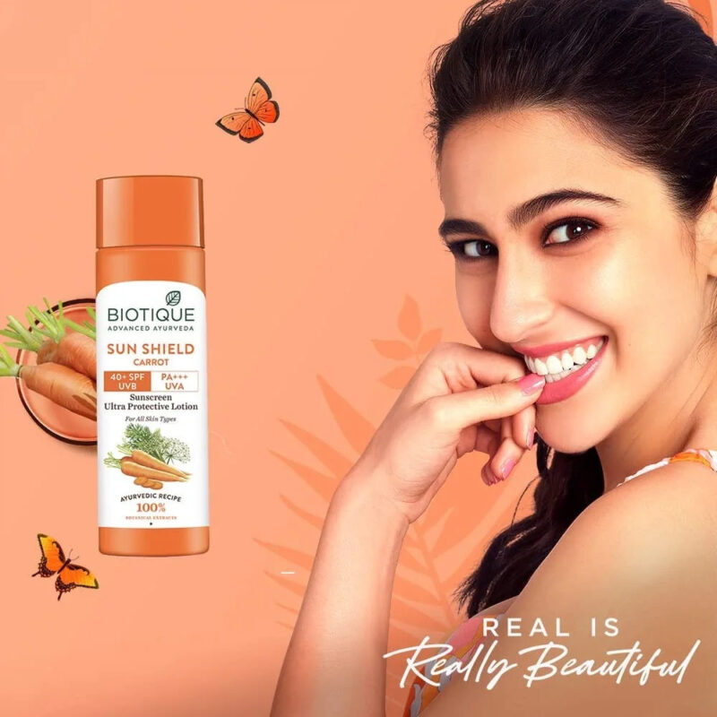 Biotique Sun Shield Carrot 40+ SPF Sunscreen Lotion - Image 6