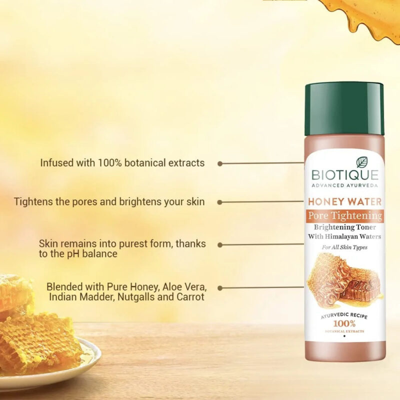 Biotique Honey Water Pore Tightening Toner With Himalayan Waters (120 ml) - Image 3