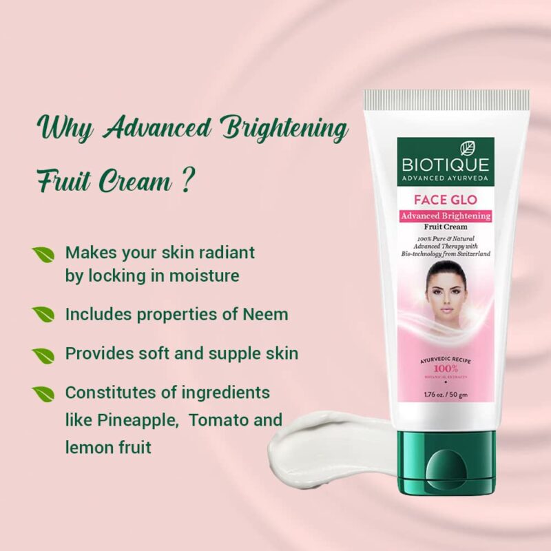 Biotique Face Glo Advance Brightening Fruit Cream (50 gm) - Image 5