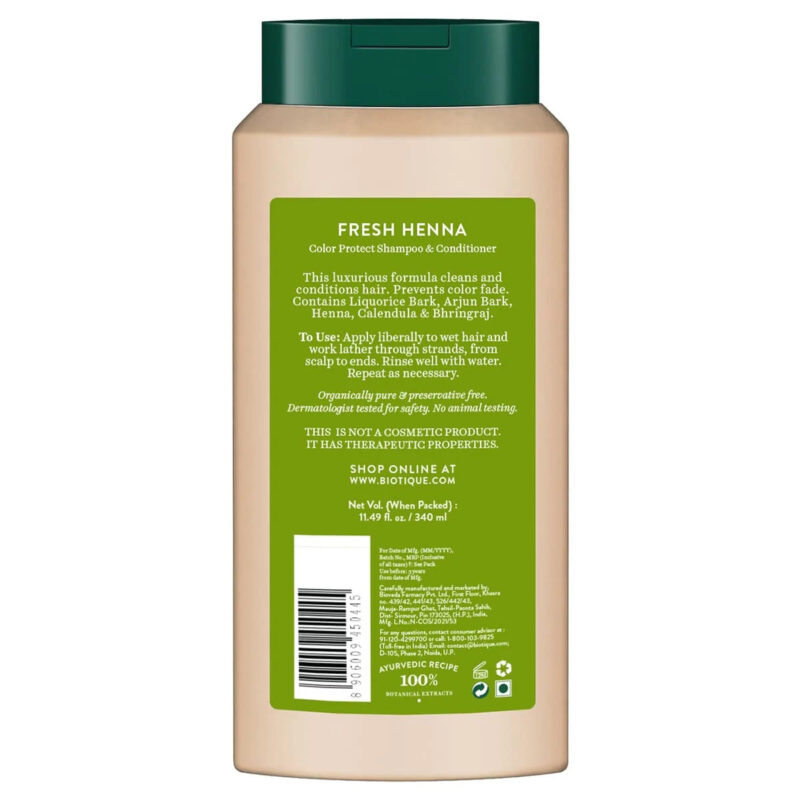 Biotique Fresh Henna Color Protect Shampoo & Conditioner for Color Treated Hair - Image 8