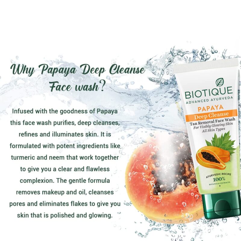 Biotique Bio Papaya Deep Cleanse Visibly Glowing Skin Face Wash For All Skin Types - Image 7
