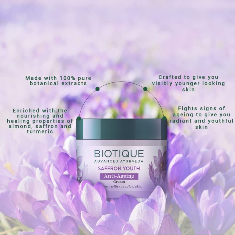 Biotique Saffron Youth Anti Ageing Cream For All Skin Types - Image 5