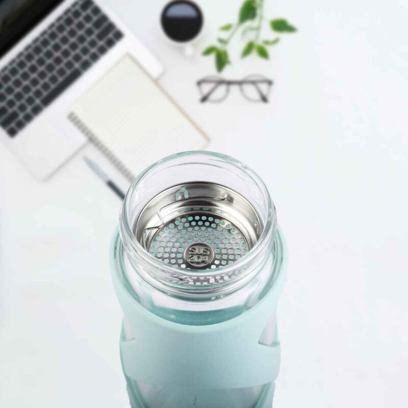Premium Pro-hydro Borosilicate Glass Bottle | 500ml | Removable Filter | Dark blue, Light blue - Image 4