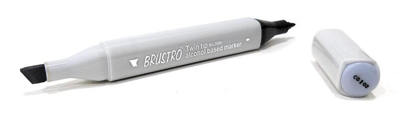 Brustro Twin Tip Alcohol Based Marker Cool Grey II 2 - Image 2