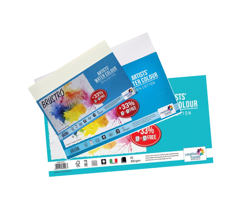 BRUSTRO Artists Watercolour Paper | 300 GSM, A4, 25% Cotton, Cold Pressed | Pack of 12 Sheets | Ideal for Artist, Professional Drawing, Painting Dry & Wet, Fine Art, School, Students, Watercolor - Image 5