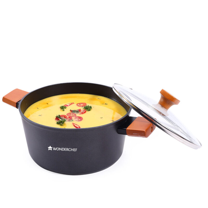 Caesar Forged Casserole with Glass Lid, 24cm, Black, Greblon C3 Non-stick Coating, Virgin Aluminium, PFOA Free, German Beechwood Handles, Use for Frying, Cooking Rice/Biryani, Gravies, Dal - Image 7
