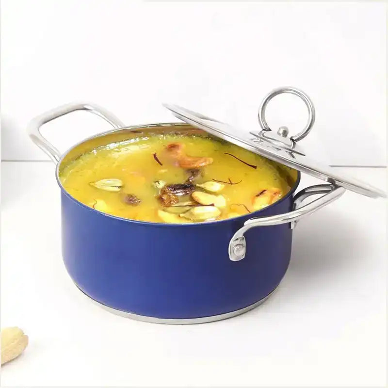 Tri-Steel Premium Stainless Steel Casserole/ Saucepot with Steel Lid, Tri-ply (3 Layer) Induction Bottom, 1.9L, Blue - Image 13