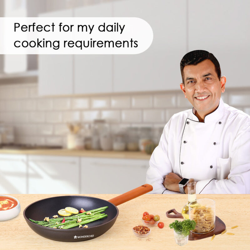Caesar Forged Fry Pan, 24cm, Black, Healthy Greblon C3 Non-stick Coating, Made from Virgin Aluminium, PFOA Free, German Beechwood Handles, Use for Frying, Sauteing, Roasting, Easy to Clean - Image 2