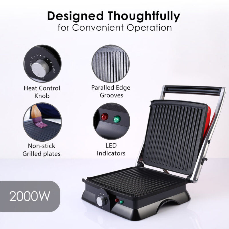 Wonderchef Renewed Sanjeev Kapoor Tandoor Family Size| Crimson Edge Electric Contact Grill & Sandwich Maker| Healthy Non-Stick Coating | LED Indicator| 1 Year Warranty| Red - Image 6