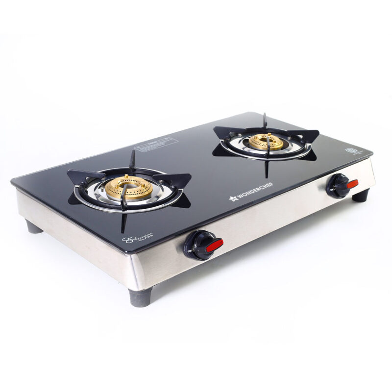 Galaxy 2 Burner Cooktop | 1 Medium, 1 Small Wide Spaced Burners | Highly Efficient Tri-pin Brass Burners | Precise Flame Control | BIS Approved 6mm Toughened Glass Top | 2 Year Warranty - Image 6