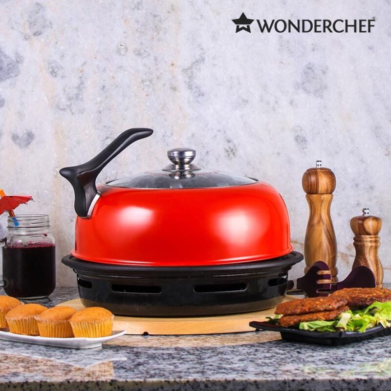 Wonderchef Renewed Gas Oven Tandoor 4 Pieces Set | 2-in-1 Oven and Tandoor | Ideal for Rotis and Naans, Tikkas, Kebabs, Cakes and Cookies | Non-stick Tandoori Trays | Black & Red - Image 4
