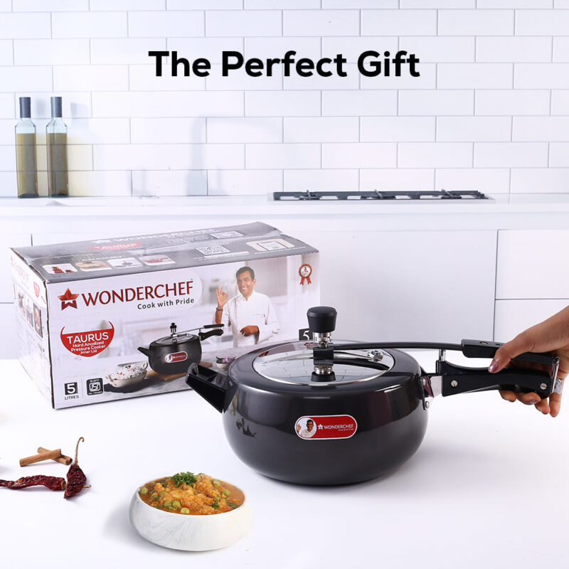Taurus Hard Anodized 5L Inner Lid Pressure Cooker, SS Lid, Cool Touch Handles for Durability,  Induction Friendly, Black, 5 year warranty, ISI Certified - Image 4