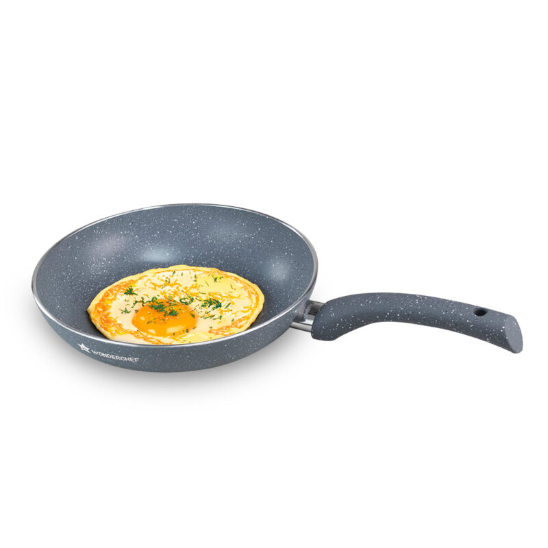 Granite Non Stick Fry Pan | Bakelite handles |Non – Toxic I Virgin Aluminium| 20 cms | 1 liter | 2 Year Warranty | Grey | Omelette Pan - Image 7