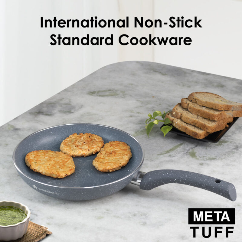 Granite Non Stick Fry Pan | Bakelite handles |Non – Toxic I Virgin Aluminium| 20 cms | 1 liter | 2 Year Warranty | Grey | Omelette Pan - Image 3
