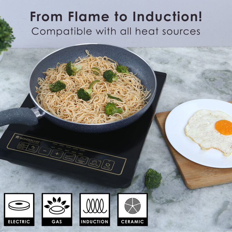 Granite Non Stick Fry Pan | Bakelite handles |Non – Toxic I Virgin Aluminium| 20 cms | 1 liter | 2 Year Warranty | Grey | Omelette Pan - Image 4