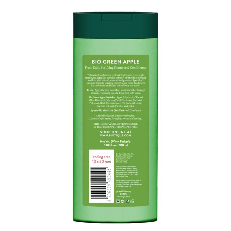 Biotique Green Apple Shine & Gloss Shampoo & Conditioner For Glossy Healthy Hair - Image 4