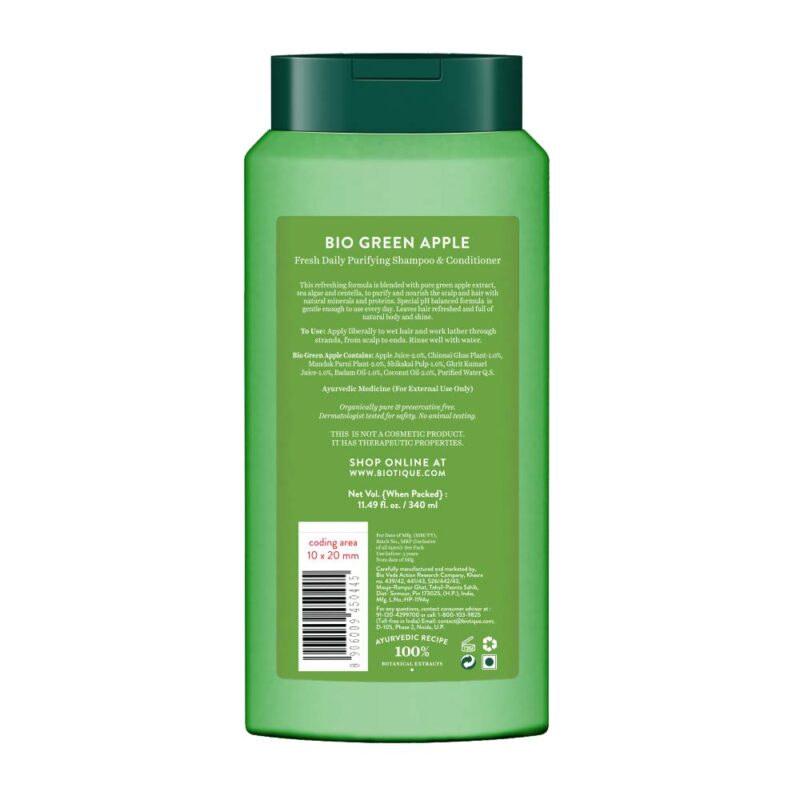 Biotique Green Apple Shine & Gloss Shampoo & Conditioner For Glossy Healthy Hair - Image 7