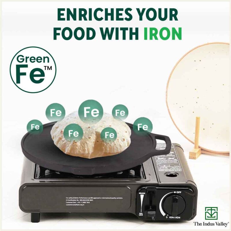 CASTrong Cast Iron 2-in-1 Griddle (Grill Pan + Tawa), Pre-seasoned, 100% Pure, Toxin-free, Induction, Round, 26cm, 2.1 Kg - Image 7