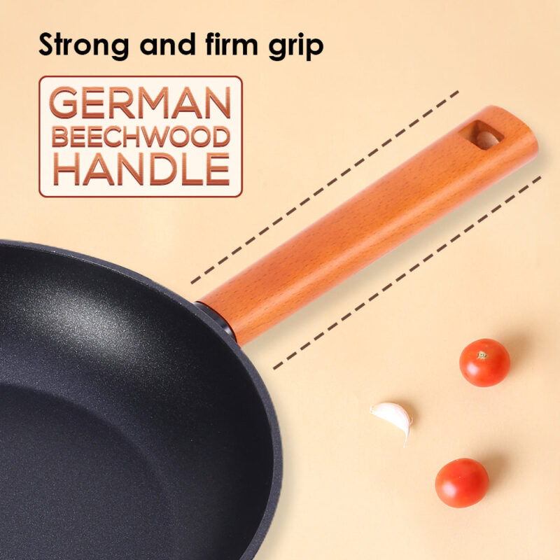 Caesar Forged Fry Pan, 24cm, Black, Healthy Greblon C3 Non-stick Coating, Made from Virgin Aluminium, PFOA Free, German Beechwood Handles, Use for Frying, Sauteing, Roasting, Easy to Clean - Image 3