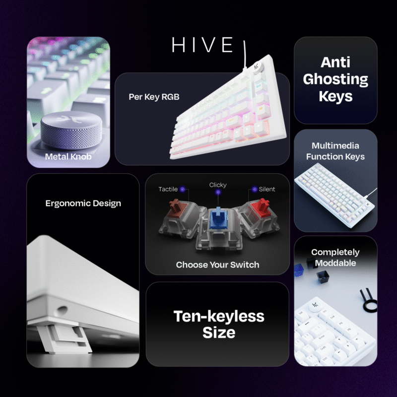 Hive All White RGB Wired Gaming Keyboard - Image 9