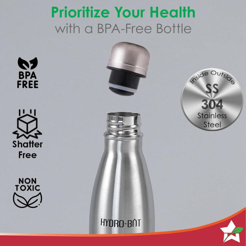 Wonderchef Renewed Stainless Steel Hydro Bot 1000 ml/ 1 litre | Single wall | Non-insulated | 304 Stainless Steel | Non Toxic | BPA free | Rust Free | Light weight | Spill and Leak proof | Wide Mouth | 1 Year Warranty - Image 2